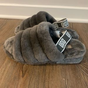 New Size 10 Gray UGG Fluff Yeah Platform Sandal Slippers